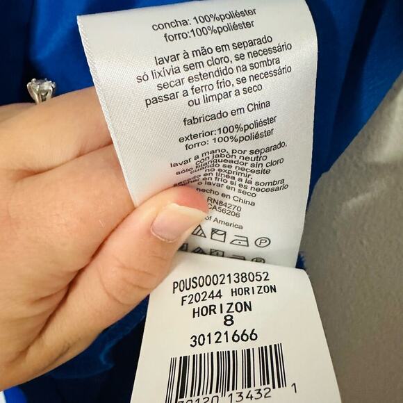 Celebrate David’s Bridal Horizon Blue slit Cut Midi Dress size 8 - Picture 9 of 9